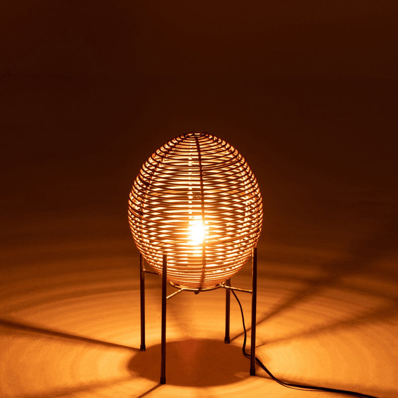 Set van 2 tafellampframes - elegant ontwerp gemaakt van metaal en rotan in natuurlijke tinten