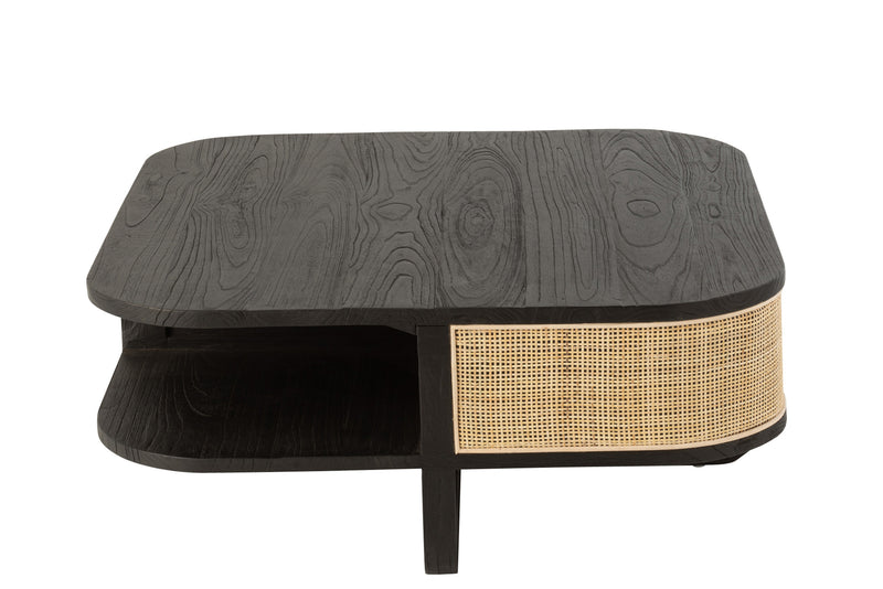 Exotic Wood &amp; Rattan Coffee Table 'Molly' in Black - A focal point in any living room! 