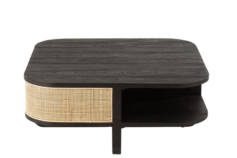 Exotic Wood &amp; Rattan Coffee Table 'Molly' in Black - A focal point in any living room! 