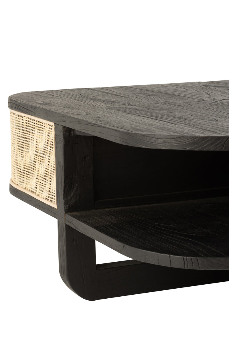 Exotic Wood &amp; Rattan Coffee Table 'Molly' in Black - A focal point in any living room! 