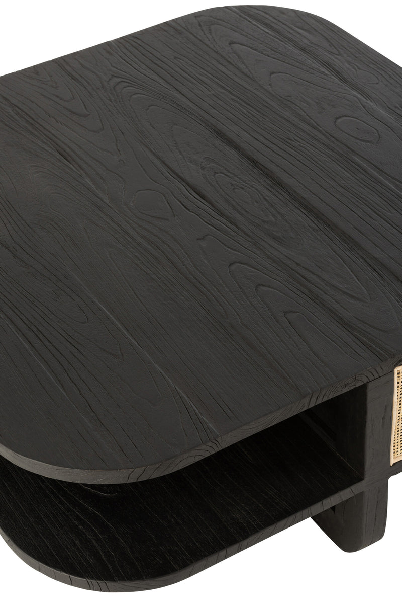 Exotic Wood &amp; Rattan Coffee Table 'Molly' in Black - A focal point in any living room! 