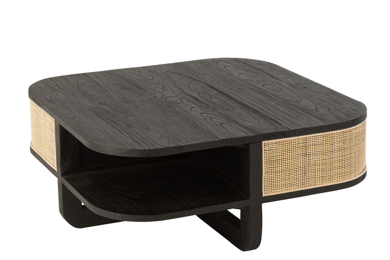 Exotic Wood &amp; Rattan Coffee Table 'Molly' in Black - A focal point in any living room! 