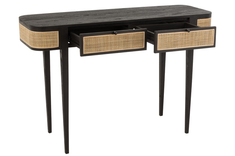 Exotic Console 'Molly' Black Wood &amp; Rattan - A classy statement for your home! 