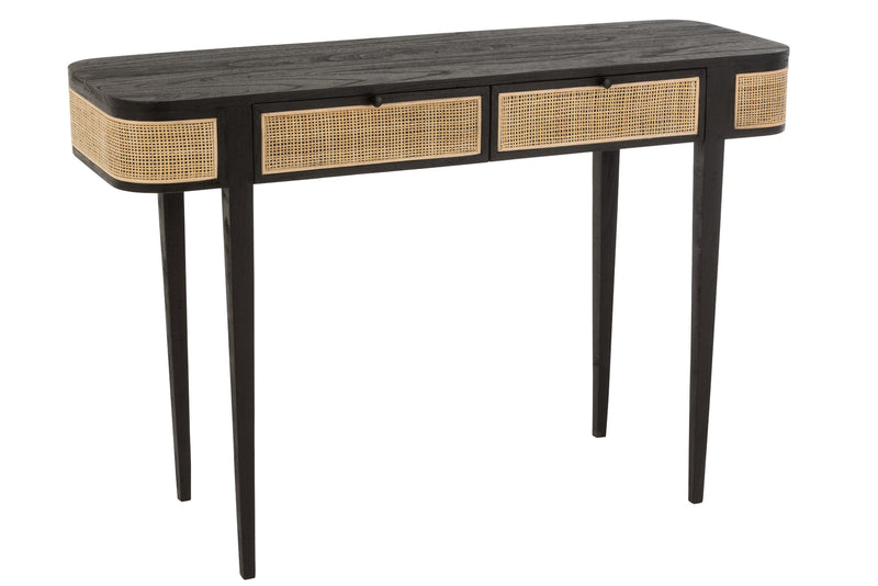 Exotic Console 'Molly' Black Wood &amp; Rattan - A classy statement for your home! 