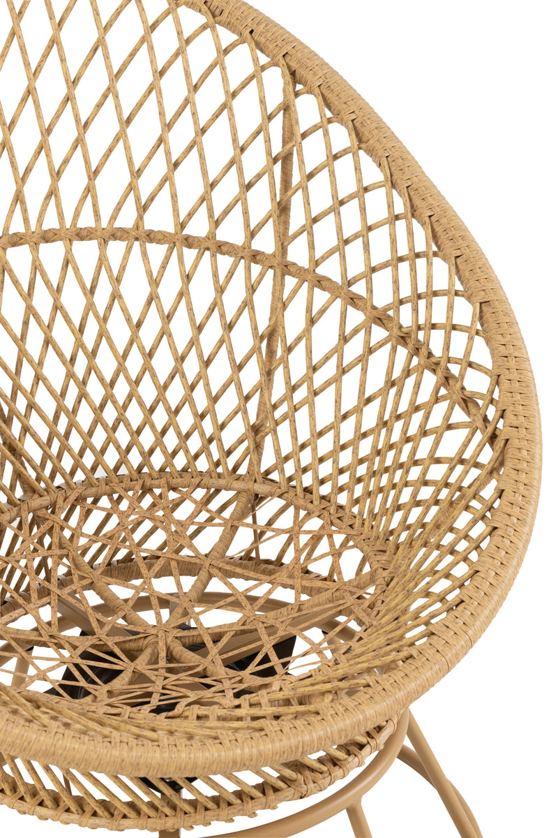 Elegant armchair Zayo Curve with cushions - A fusion of aluminum and rattan in beige or black 