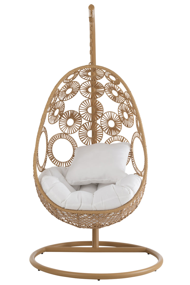 Hangstoel 'Bula' van metaal en rotan, voor binnen en buiten - comfort en elegantie