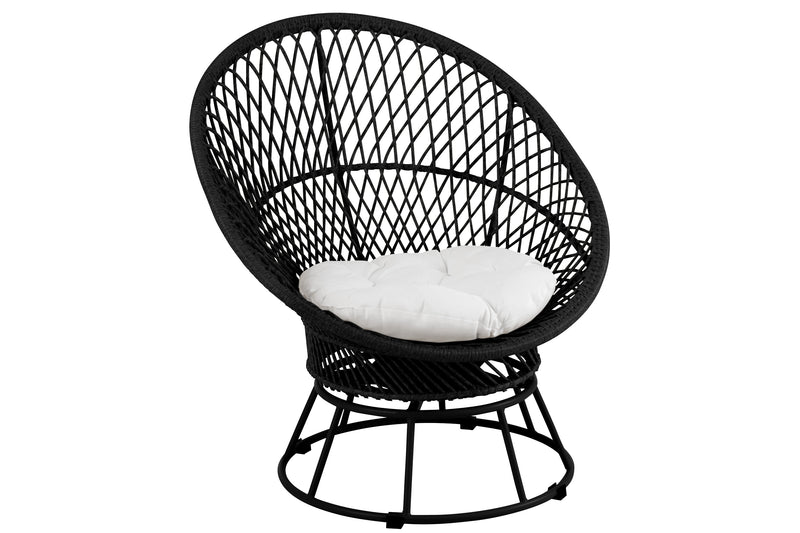 Elegante Zayo Kurve fauteuil met kussens - een mix van aluminium en rotan in beige of zwart 
