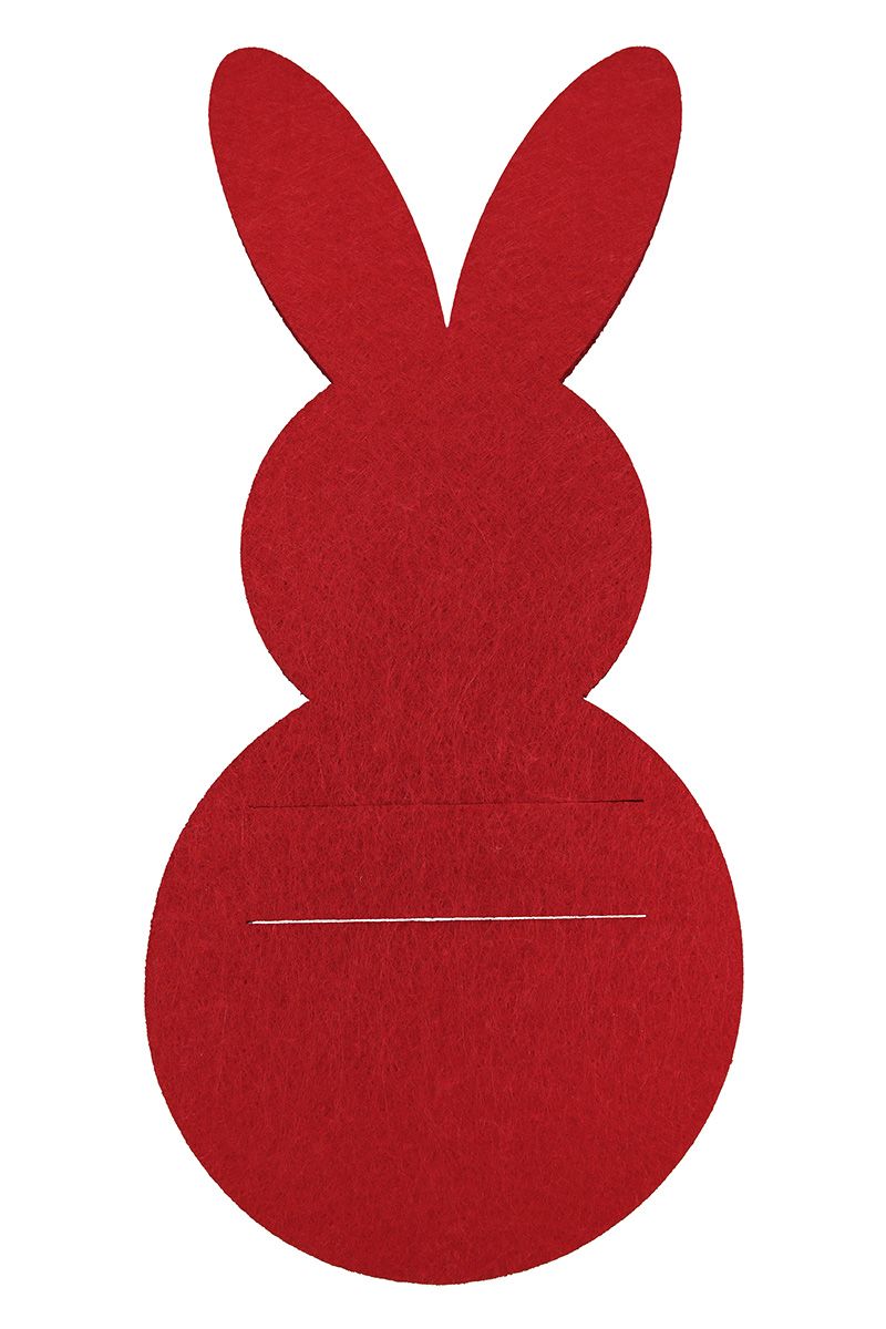 12er Set Filz Bestecktäschchen "Hase", rot, 24 cm Höhe