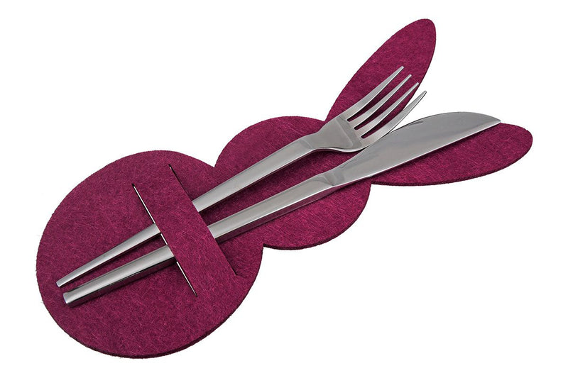Set of 12 felt cutlery bags "Bunny", purple, 24 cm high