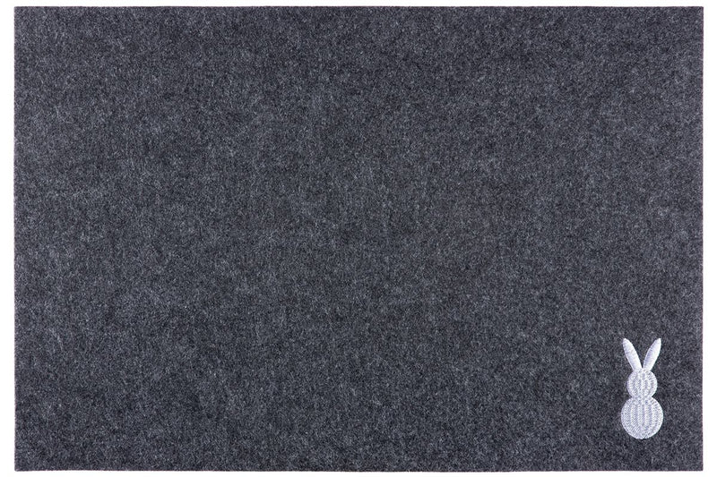 Set of 16 felt place mats rabbit, rectangular, light gray or dark gray, 30 cm x 45 cm