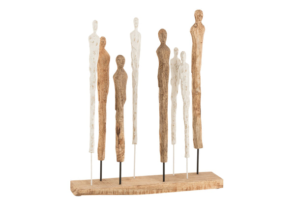 Handcrafted Mango Tree Human Figures in Natural White Finish