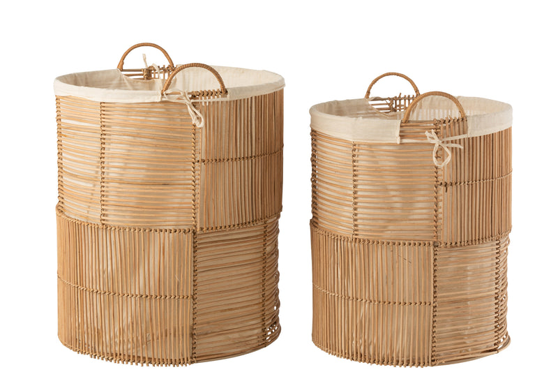 Exclusive set of 2 rattan laundry baskets. Handmade storage solutions in a natural design
