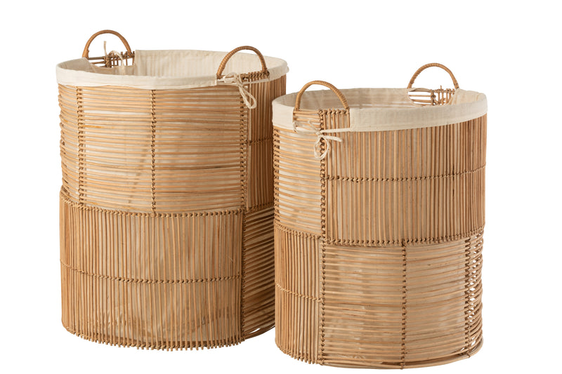 Exclusive set of 2 rattan laundry baskets. Handmade storage solutions in a natural design