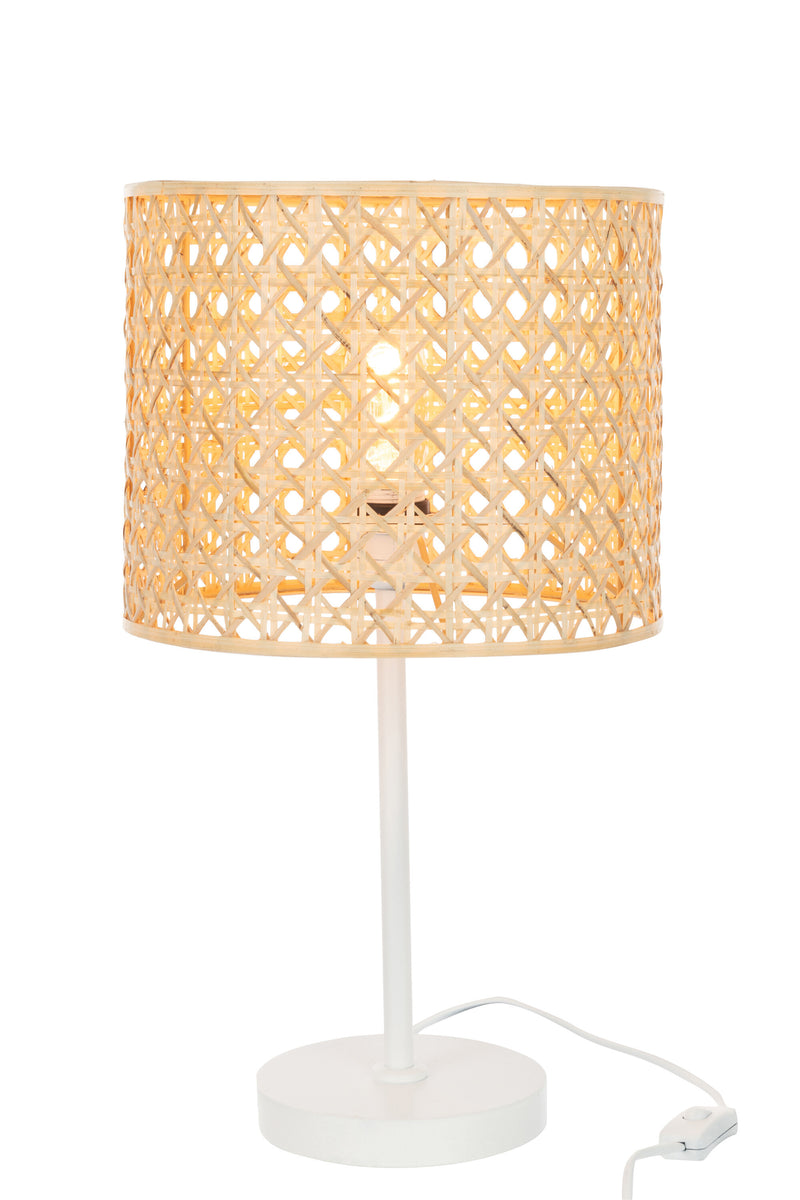 Elegant set of 2 table lamps Roma - bamboo &amp; metal in natural tone/white