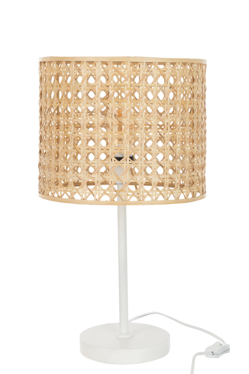 Elegant set of 2 table lamps Roma - bamboo &amp; metal in natural tone/white