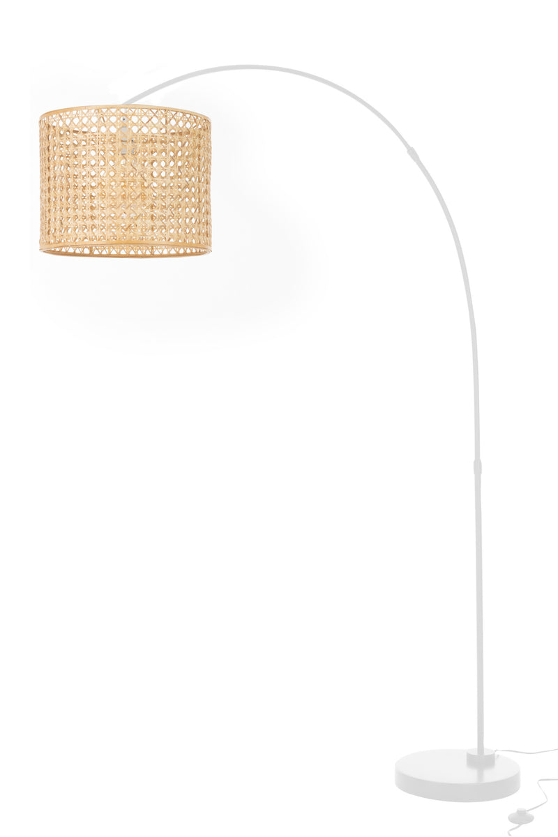 Elegant floor lamp Roma made of bamboo and metal in natural white