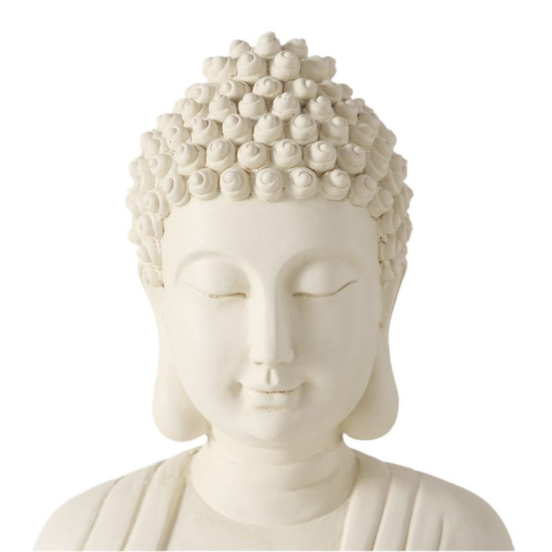 Buddha Figur Serenity in Cremeweiß 30 cm Handgearbeitet