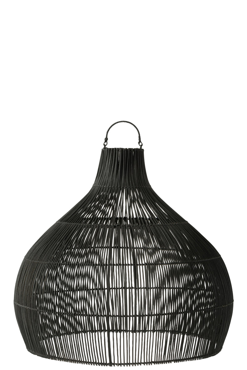 Elegant pear-shaped lampshade made of rattan - timeless elegance in black