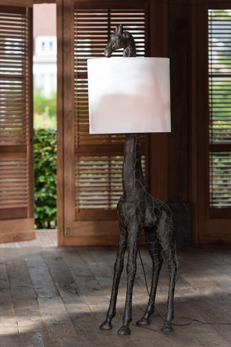 Lampe Giraffe - Polyresin - Dunkelbraun