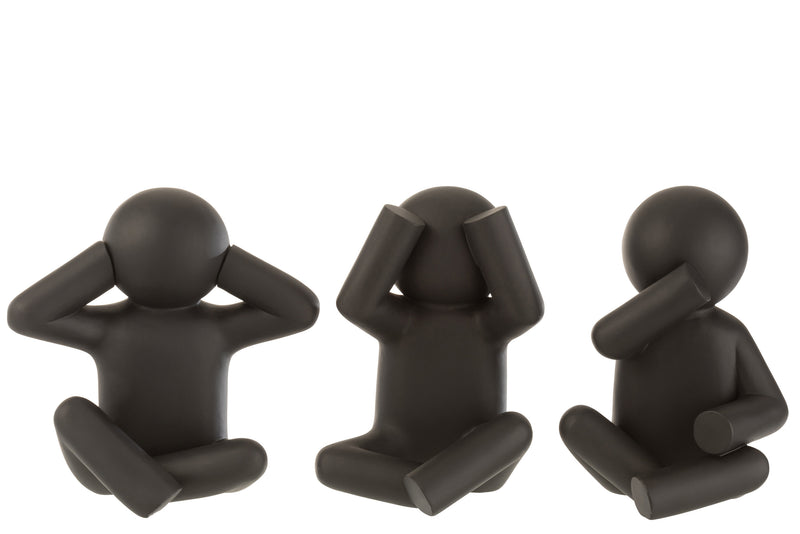 P'tit Maurice Sitting Hear/See/Silence Figures, Poly Black, 3 Assorted - Elegant decoration and symbolism in one