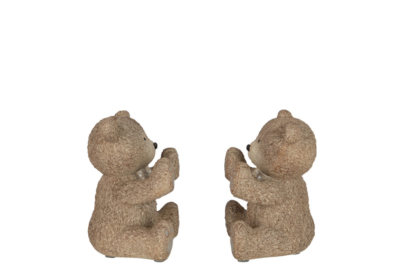 Teddy bookends set in light brown