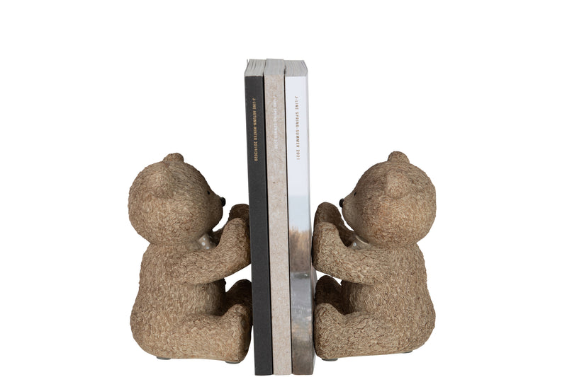 Teddy bookends set in light brown