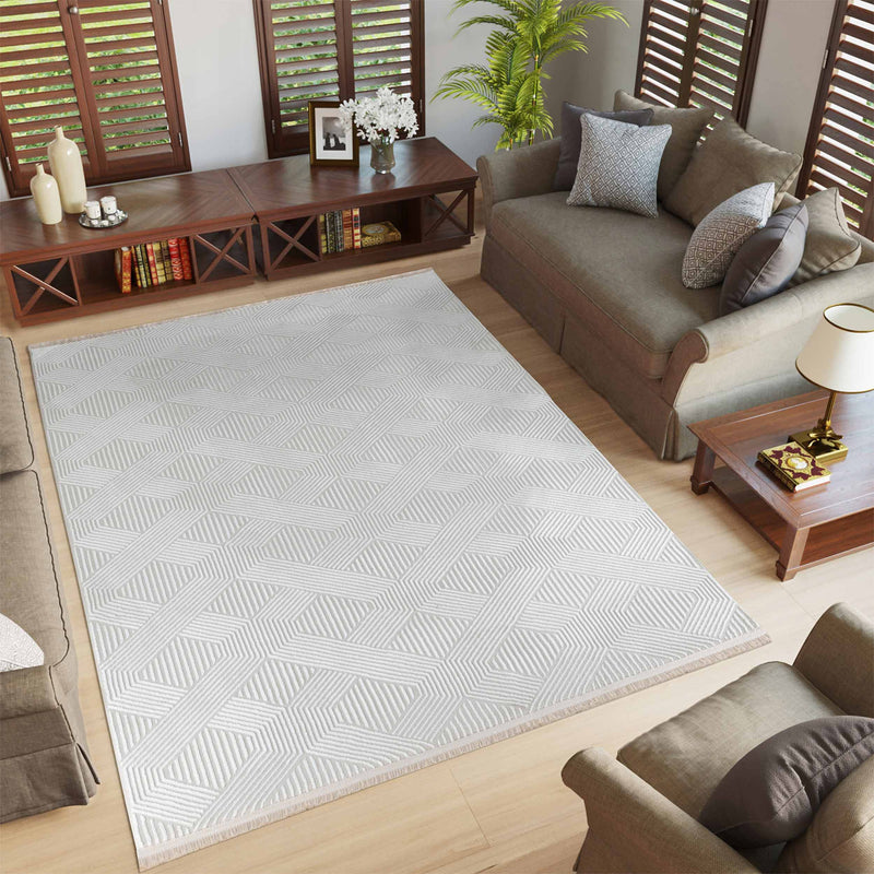 Sehrazat Premium Glory 220 Collectie Crème - Premium designtapijt met 3D-effect