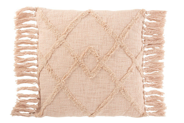 Set van 4 vierkante geruite kussens, katoen en polyester in roze