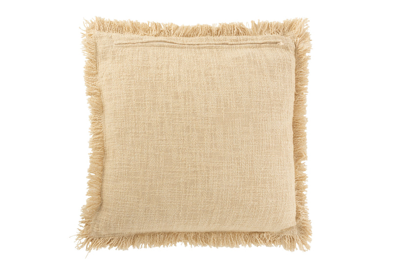 Set of 4 cushions with fringes - luxurious velor in beige, ocher or orange