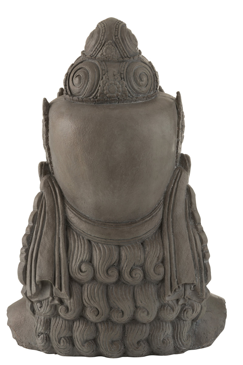 XL Buddha-Kopf aus Magnesia in Grau Symbol der Ruhe und Weisheit im Außenbereich