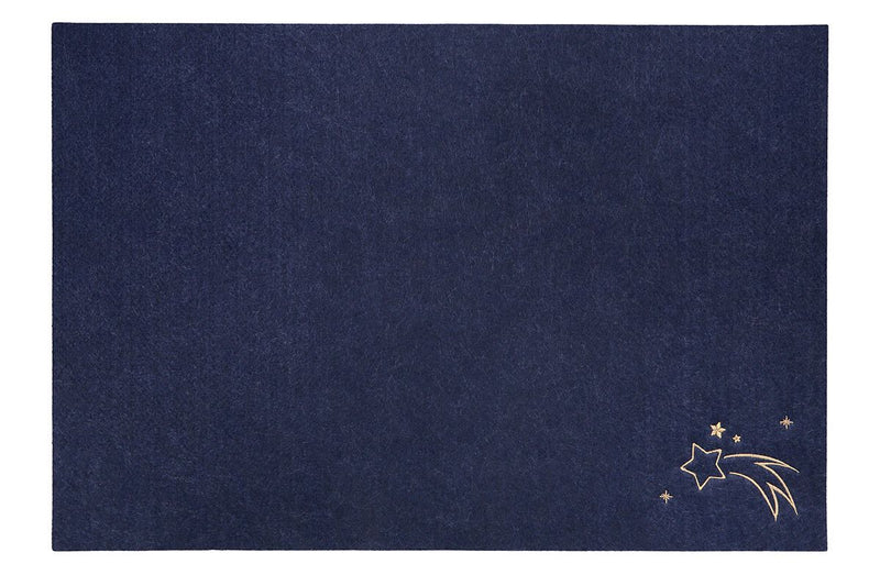 Set van 16 rechthoekige placemats met glinsterende lichtjes - stijlvolle tafeldecoratie met geborduurde vallende ster