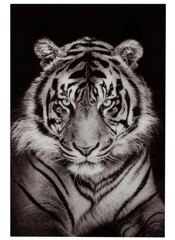 Tiger Wall Art - Black &amp; White Tempered Glass - Impressive and timeless art for animal lovers and modern living spaces