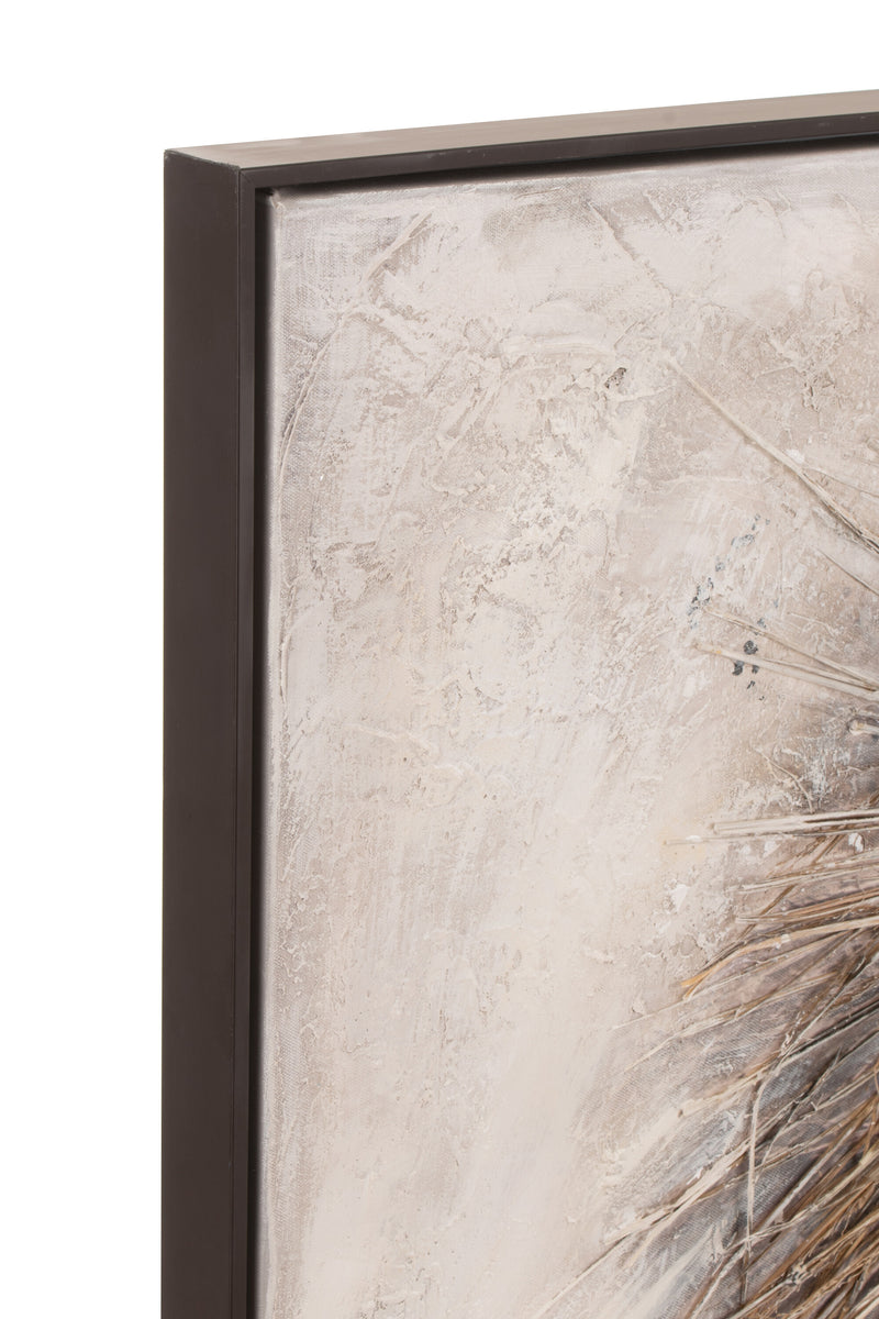 Handgemaakte leeuwenfoto op canvas met houten lijst in bruin - Unieke wanddecoratie voor stijlvolle kamers