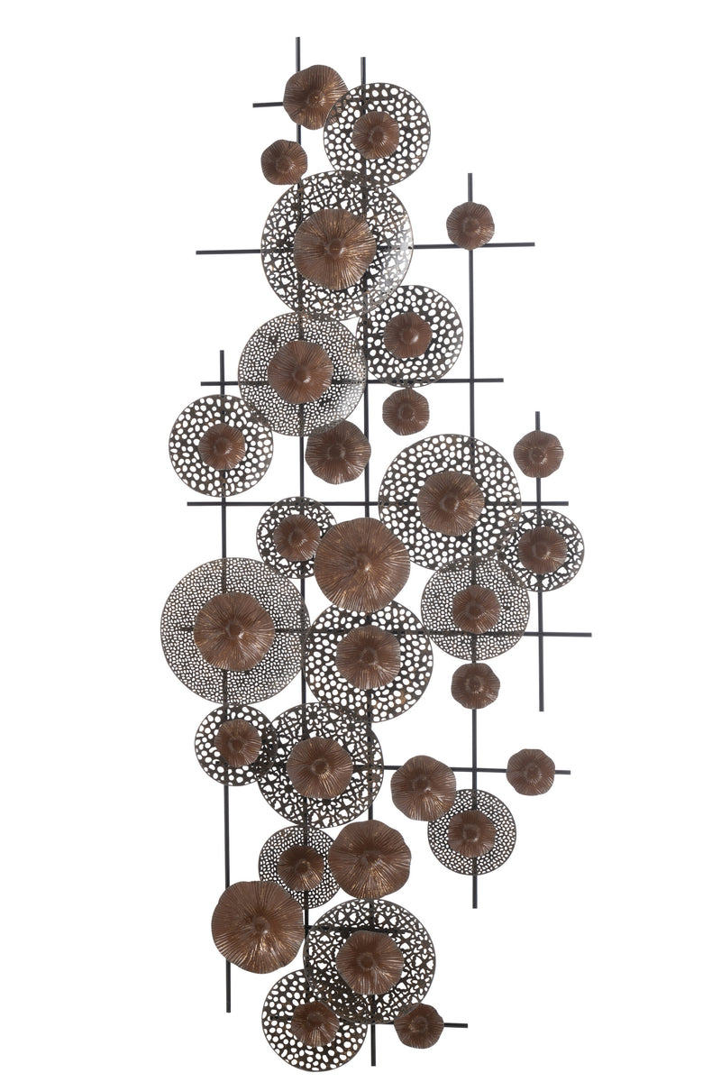 Handgemaakte wanddecoratie bloemen metaal bruin - stijlvol accessoire voor een tijdloze woning