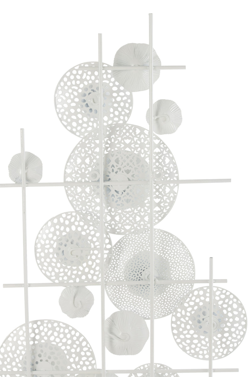 Wanddecoratie "White Flowers" van metaal