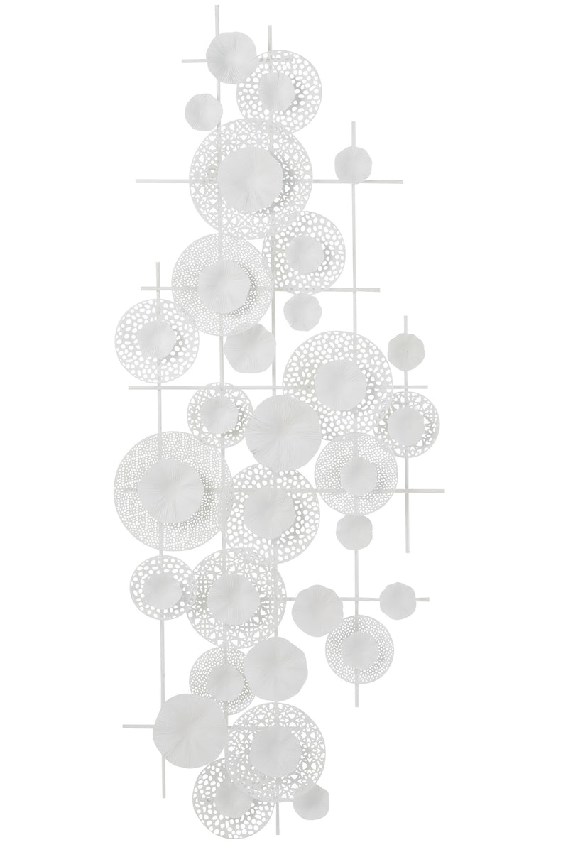 Wanddecoratie "White Flowers" van metaal