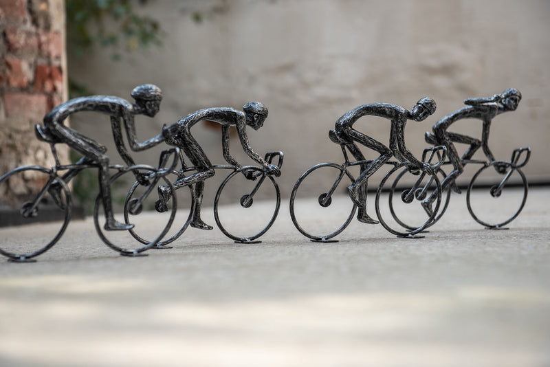 Abstract Cyclist Sculptures Set – Set of 6 – Grey