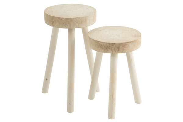 Set of 2 stools made of paulownia wood, handmade, light