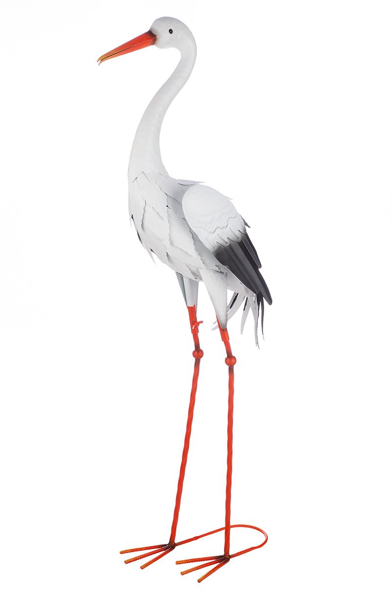 Metal stork - colorful decorative element for indoor and outdoor use, available in two sizes