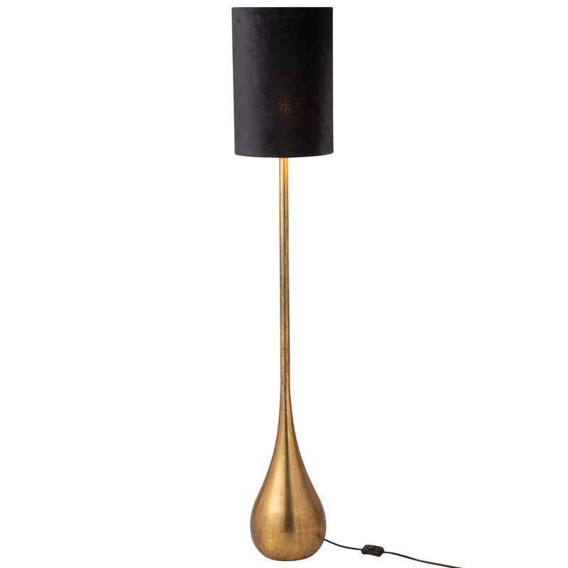 Stehlampe Tropfen aus Eisen und Samt in Gold und Schwarz