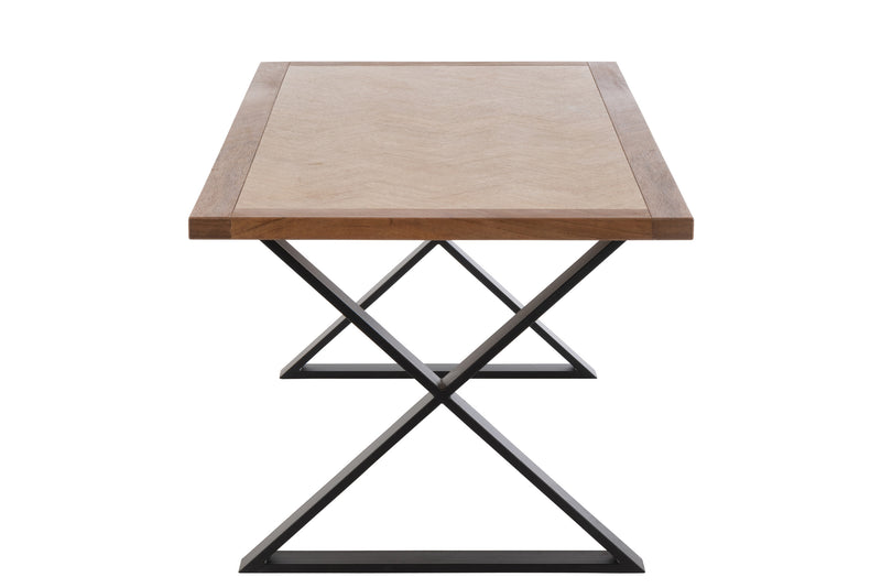 Stylish wooden table Zigzag with black metal frame - handmade masterpiece in natural