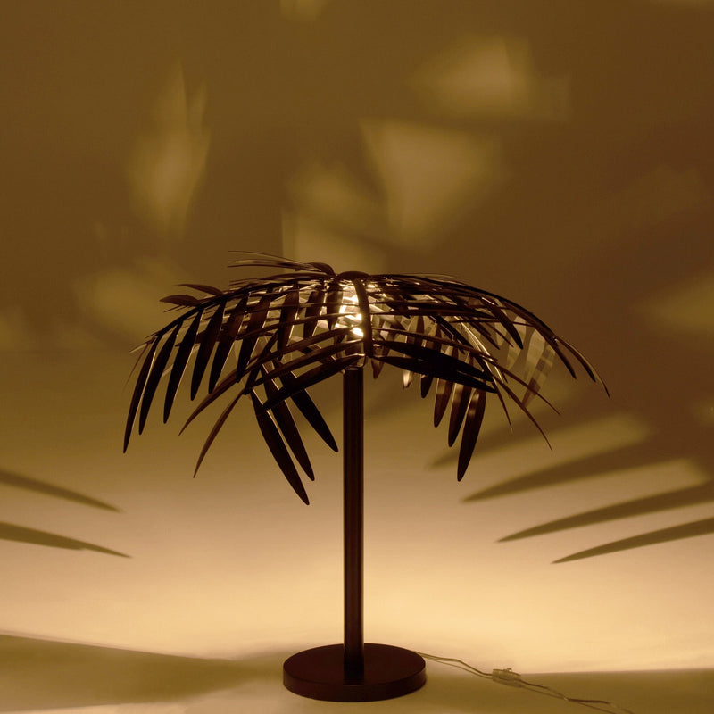 Exquisite Palm Leaves Table Lamp - Black metal work of art for your home 