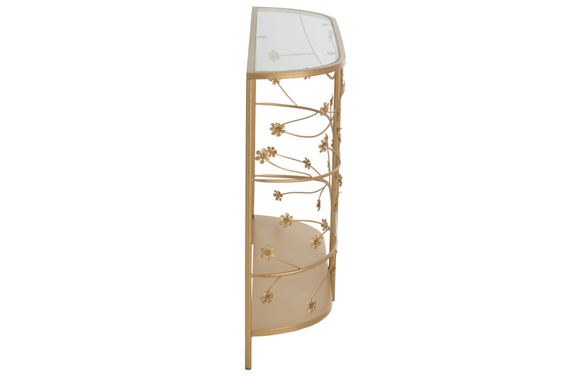 Modern metal console in gold colors - 76.5 cm height, 100 cm length