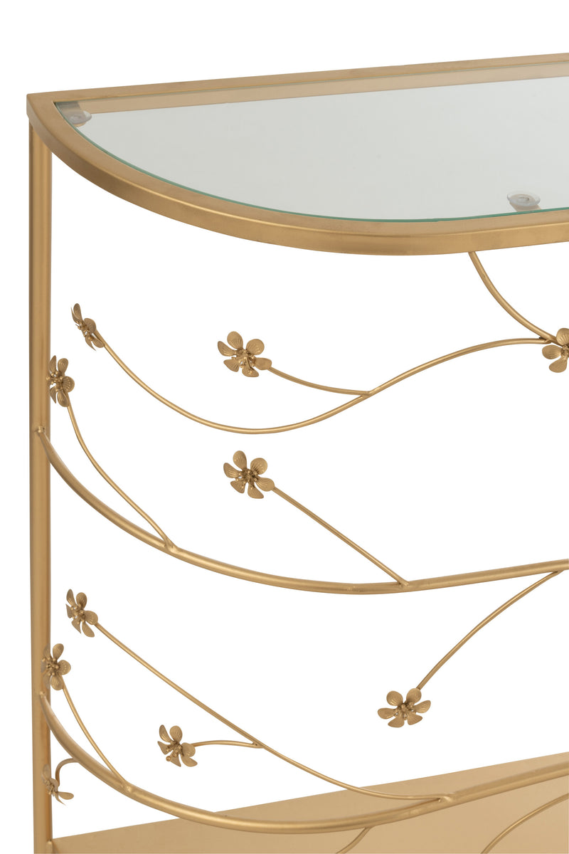 Modern metal console in gold colors - 76.5 cm height, 100 cm length