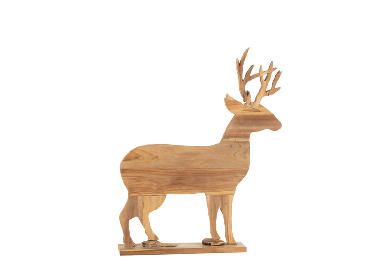 Compact handcrafted deer made from logs - Natural wood design