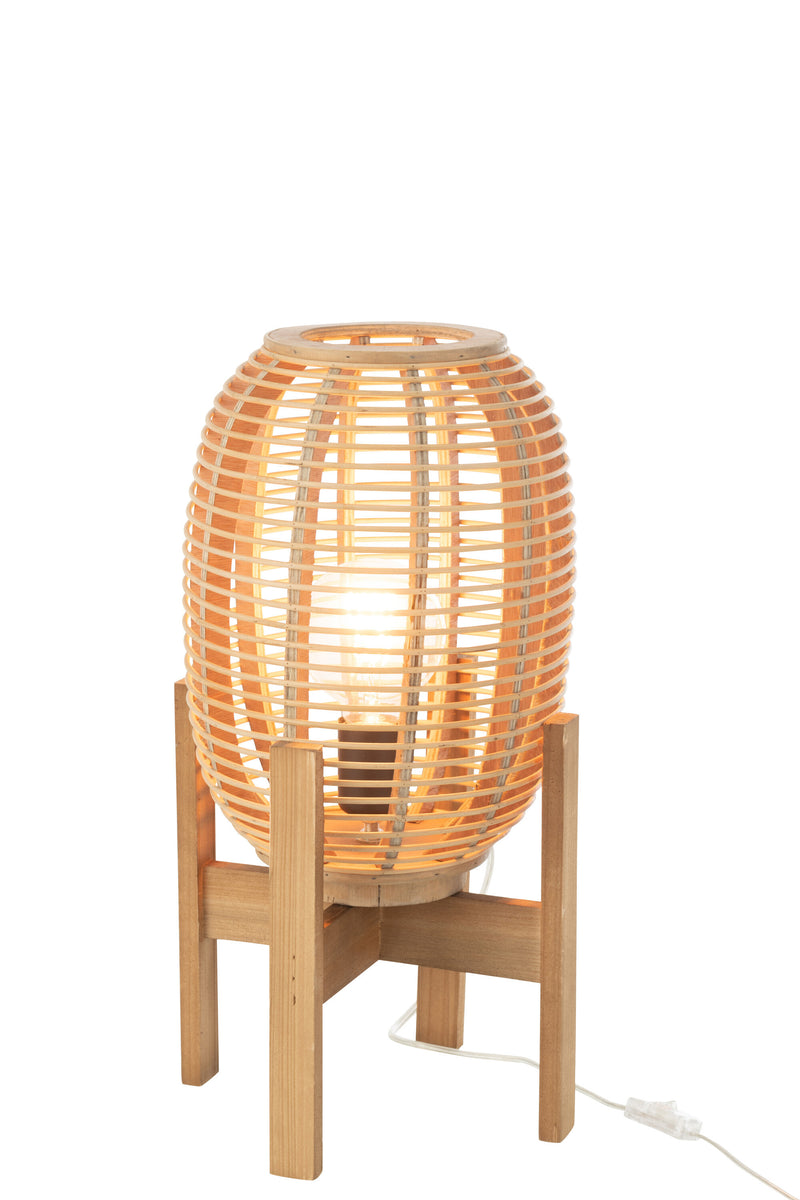 Natural floor lamp made of wood and bamboo - 54 cm high with an authentic design