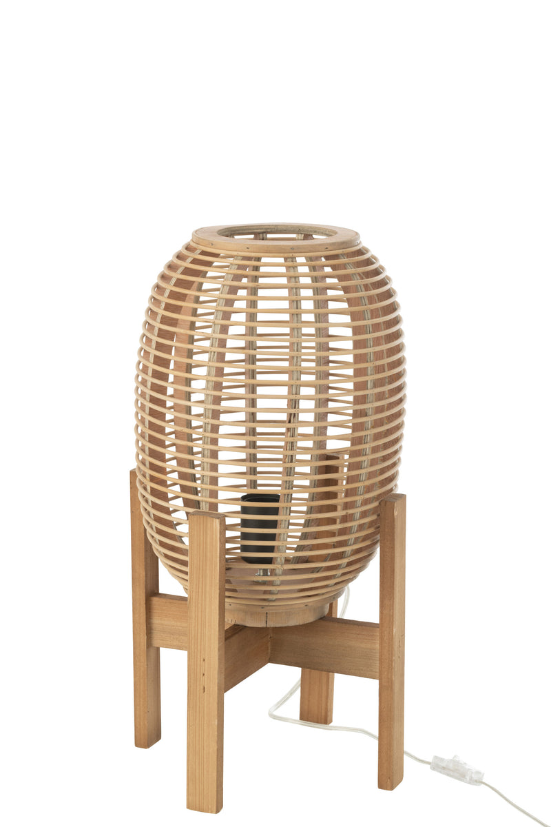 Natural floor lamp made of wood and bamboo - 54 cm high with an authentic design