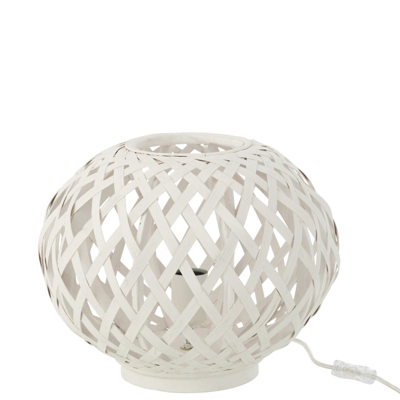 Elegant set of 2 table lamps made of bamboo in timeless white - 24.5 cm high