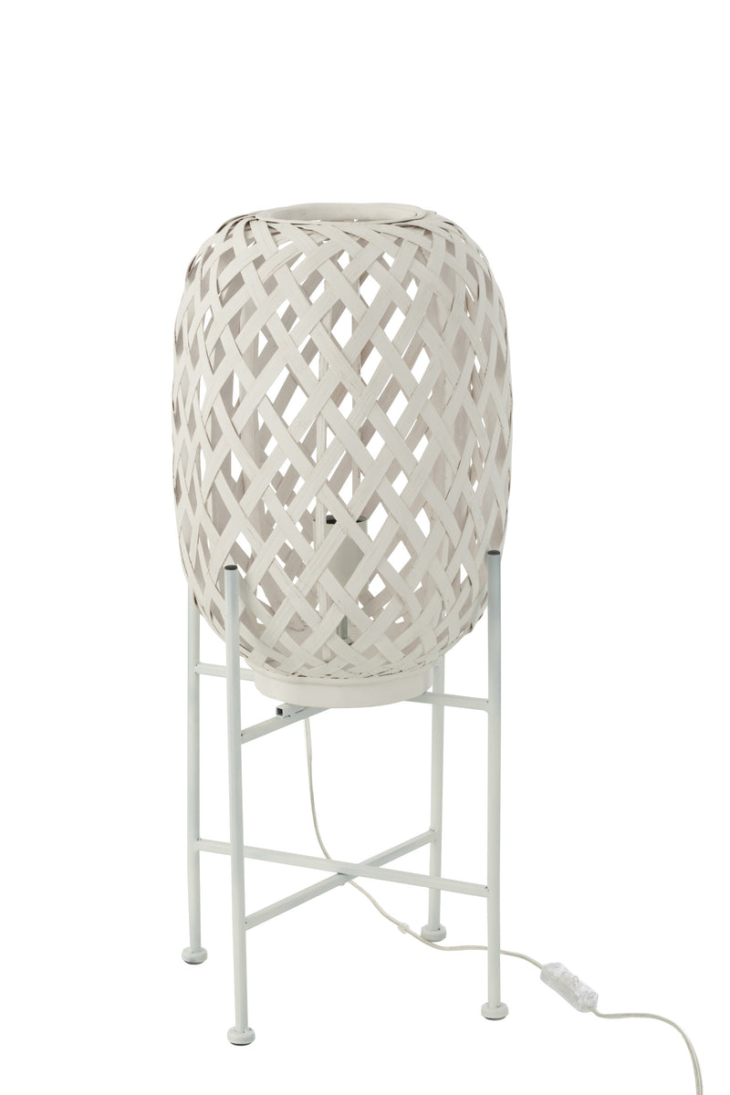 Elegant bamboo floor lamp in elegant white - 70 cm high with metal frame