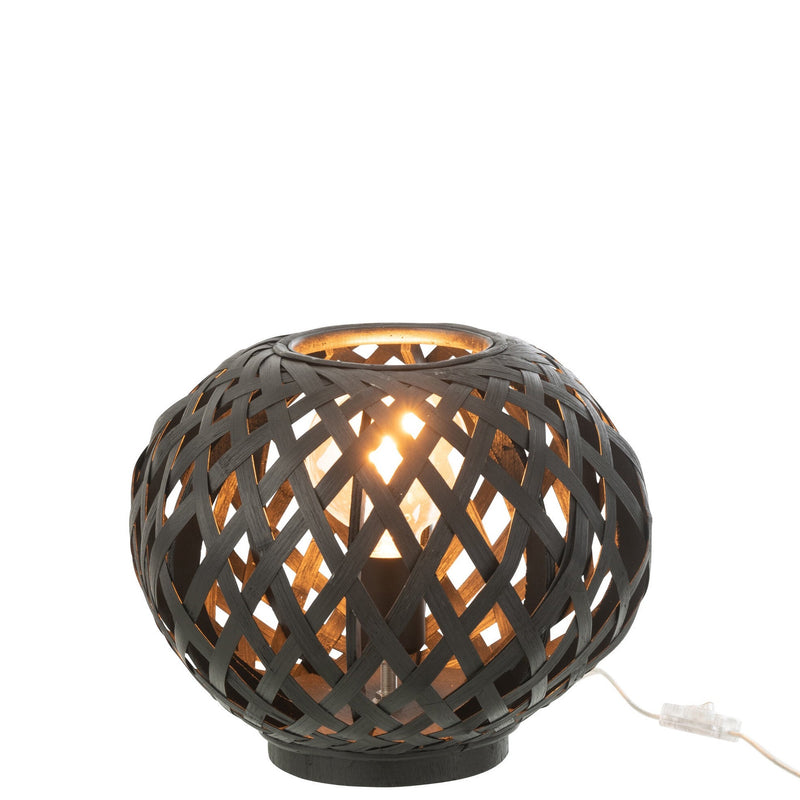 Elegant set of 2 bamboo table lamps in stylish black - sustainable &amp; modern